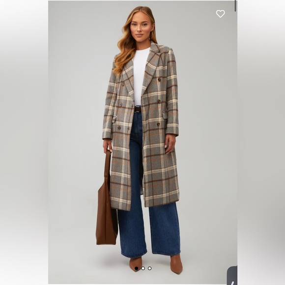 Astr raquel coat  Plaid Double-Breasted Coat - Picture 1 of 16